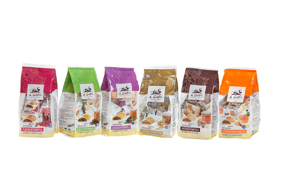 Karton mit Beutel Mini Bündner Törtli® assortiert, EH12 (2019)