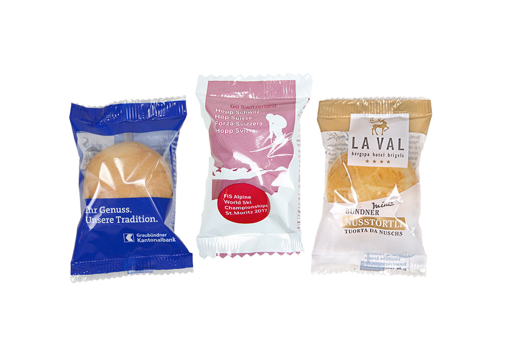 Personalisiert: Mini Bündner Nusstörtli® personalisiert Flexodruck, EH10'000 (2000)