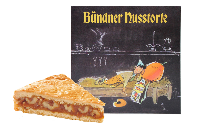 Personalisiert: Bündner Nusstorte mit Marzipanlogo